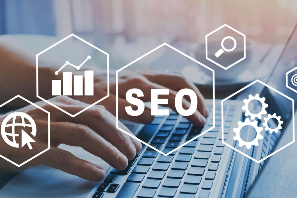 A graphic that says SEO.