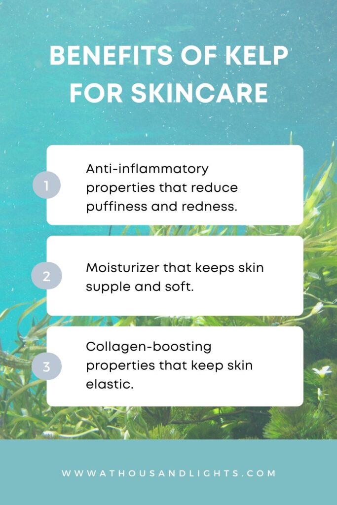 Kelp benefits for skin infographic.